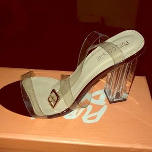 Public Desire Clear/Black Patent Heel